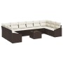 Conjunto de sofá de jardín 11 pcs Marrón Poliratán