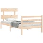 Bed frame with solid wood headboard 90x200 cm by vidaXL, Beds and slatted bases - Ref: Foro24-3195076, Price: 86,08 €, Discou...