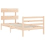 Bed frame with solid wood headboard 90x200 cm by vidaXL, Beds and slatted bases - Ref: Foro24-3195076, Price: 86,08 €, Discou...