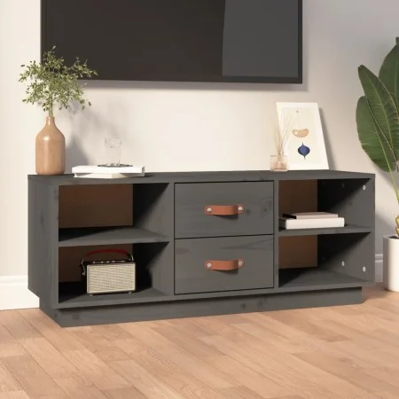 TV-Schrank aus massivem Kiefernholz, grau, 100 x 34 x 40 cm von vidaXL, TV-Möbel - Ref: Foro24-818227, Preis: 68,35 €, Rabatt: %