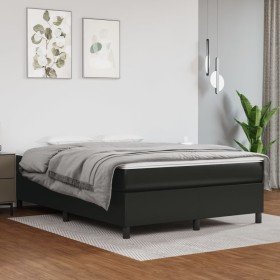 Cama box spring con colchón cuero sintético negro 140x190 cm en Camas y somieres | Comprar online en Foro24