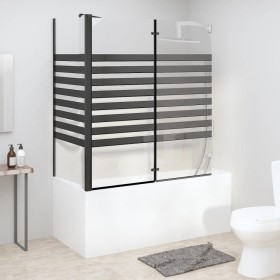 Mampara de baño a rayas vidrio templado 120x68x130 cm