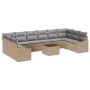 Conjunto de sofá de jardín 11 pcs Beige Poliratán