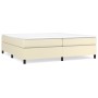 Cama box spring con colchón cuero sintético crema 200x200 cm