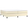 Cama box spring con colchón cuero sintético crema 200x200 cm