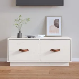 Massiver TV-Schrank aus weißem Kiefernholz, 80 x 34 x 35 cm von vidaXL, TV-Möbel - Ref: Foro24-818241, Preis: 84,48 €, Rabatt: %