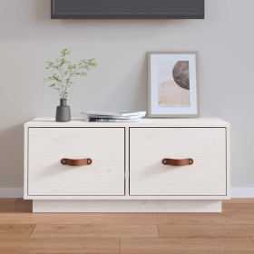 Mueble de TV de madera maciza de pino blanco 80x34x35 cm