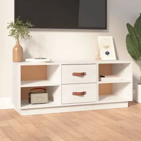 Mueble de TV de madera maciza de pino blanco 100x34x40 cm de vidaXL, Muebles TV - Ref: Foro24-818226, Precio: 71,66 €, Descue...