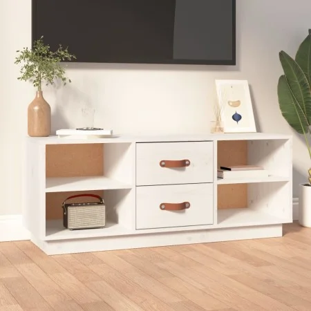 TV-Ständer aus massivem Kiefernholz weiß 100x34x40 cm von vidaXL, TV-Möbel - Ref: Foro24-818226, Preis: 71,66 €, Rabatt: %