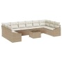 Conjunto de sofá de jardín 11 pcs Beige Poliratán