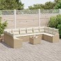 Conjunto de sofá de jardín 11 pcs Beige Poliratán