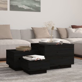 Storage boxes with lid 3 pcs solid black pine wood by vidaXL, Lockers and storage cabinets - Ref: Foro24-818249, Price: 99,80...