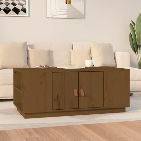 Mesa de centro madera maciza de pino marrón miel 100x50x41 cm de vidaXL, Mesas de centro - Ref: Foro24-818258, Precio: 145,32...