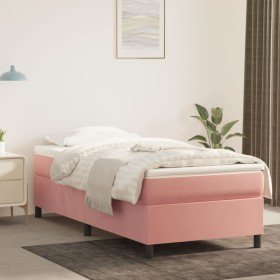 Cama box spring con colchón terciopelo rosa 90x200 cm Cama box spring con colchón terciopelo rosa 90x200 cm