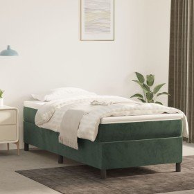 Cama box spring con colchón terciopelo verde oscuro 100x200 cm Cama box spring con colchón terciopelo verde oscuro 100x200 cm