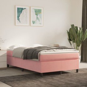 Cama box spring con colchón terciopelo rosa 120x200 cm en Camas y somieres | Comprar online en Foro24