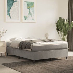 Cama box spring con colchón terciopelo gris claro 140x190 cm Cama box spring con colchón terciopelo gris claro 140x190 cm