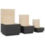 Cajas de almacenaje con tapa 3 pzas madera maciza pino gris de vidaXL, Taquillas y armarios de almacenamiento - Ref: Foro24-8...