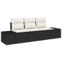 Conjunto de sofá de jardín 3 pcs Negro Poliratán