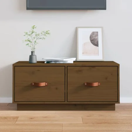 TV-Schrank aus massivem Kiefernholz, honigbraun, 80 x 34 x 35 cm von vidaXL, TV-Möbel - Ref: Foro24-818243, Preis: 82,95 €, R...