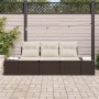 Conjunto de sofá de jardín 3 pcs Marrón Poliratán