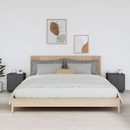 Nachttische 2 Stück massives graues Kiefernholz 40x34x45 cm von vidaXL, Nachttische - Ref: Foro24-818280, Preis: 64,25 €, Rab...