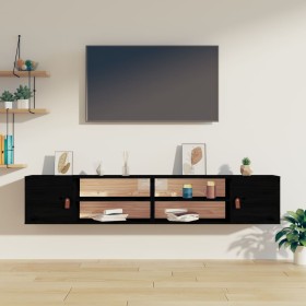 Hängeschränke 2 Stück Massivholz Kiefer schwarz 80x30x30 cm von vidaXL, Regale und Regale - Ref: Foro24-818394, Preis: 77,92 ...