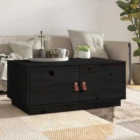 Couchtisch aus massivem schwarzem Kiefernholz, 80 x 50 x 35 cm von vidaXL, Couchtisch - Ref: Foro24-818254, Preis: 79,58 €, R...