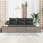 Conjunto de sofá de jardín 3 pcs Gris Poliratán