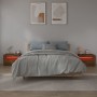 Mesitas de noche con LED 2 uds color roble ahumado