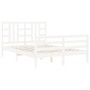 Weißer Massivholzbettrahmen mit Kopfteil 140x190 cm von vidaXL, Betten und Lattenroste - Ref: Foro24-3193902, Preis: 131,06 €...