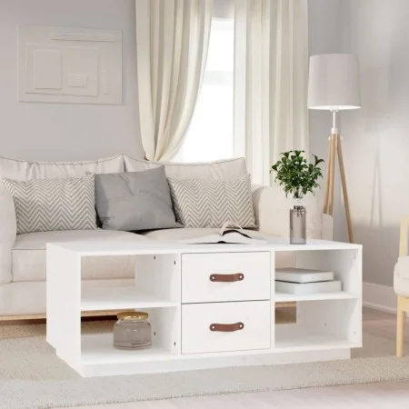 Mesa de centro de madera maciza de pino blanco 100x50x41 cm de vidaXL, Mesas de centro - Ref: Foro24-818271, Precio: 93,05 €,...