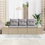 Conjunto de sofá de jardín 3 pcs Beige Poliratán