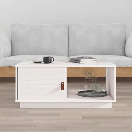 Solid white pine wood coffee table 80x50x35.5 cm by vidaXL, Coffee table - Ref: Foro24-818261, Price: 60,19 €, Discount: %