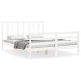 White solid wood bed frame with headboard 160x200 cm by vidaXL, Beds and slatted bases - Ref: Foro24-3193802, Price: 142,03 €...