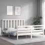 Weißer Massivholzbettrahmen mit Kopfteil 160x200 cm von vidaXL, Betten und Lattenroste - Ref: Foro24-3193802, Preis: 142,11 €...