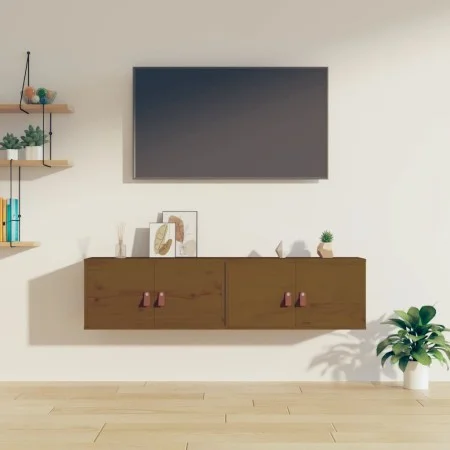 Wandschränke 2 Stück honigbraunes Kiefernholz 60x30x30 cm von vidaXL, Regale und Regale - Ref: Foro24-818372, Preis: 97,37 €,...