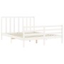 Weißer Massivholzbettrahmen mit Kopfteil 160x200 cm von vidaXL, Betten und Lattenroste - Ref: Foro24-3193802, Preis: 142,11 €...