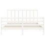 Weißer Massivholzbettrahmen mit Kopfteil 160x200 cm von vidaXL, Betten und Lattenroste - Ref: Foro24-3193802, Preis: 142,11 €...