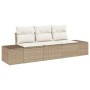 Conjunto de sofá de jardín 3 pcs Beige Poliratán