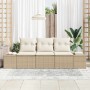Conjunto de sofá de jardín 3 pcs Beige Poliratán