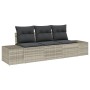 Conjunto de sofá de jardín 3 pcs Gris claro Poliratán