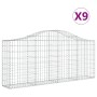 Cestas de gaviones 9 uds forma de arco hierro 200x30x80/100 cm