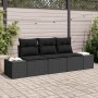 Conjunto de sofá de jardín 3 pcs Negro Poliratán