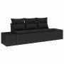 Conjunto de sofá de jardín 3 pcs Negro Poliratán