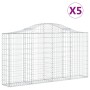 Cestas de gaviones 5 uds forma de arco hierro 200x30x100/120 cm
