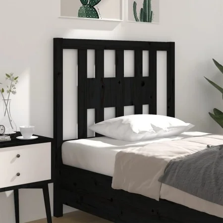 Solid black pine wood headboard 96x4x100 cm by vidaXL, Headboards and footboards - Ref: Foro24-818654, Price: 23,23 €, Discou...