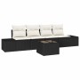 Conjunto de sofá de jardín 5 pcs Negro y crema 55 x 55 x 37 cm