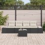 Conjunto de sofá de jardín 5 pcs Negro y crema 55 x 55 x 37 cm