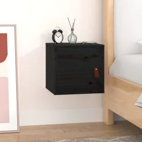 Solid black pine wood wall cabinet 31.5x30x30 cm by vidaXL, Shelves and shelves - Ref: Foro24-818363, Price: 37,80 €, Discoun...